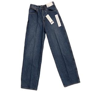 UNIQLO DARKER WASH DENIM BLUE WIDE LEG/WIDE FIT JEANS, WOMENS, 23x32 INCH